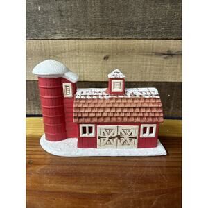 Vintage Byron Mold Country Village Barn with Silo Ceramic Painted 1979